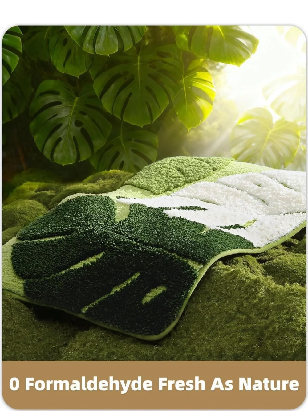 NEW Green Leaf Bath Rug - Soft Microfiber Bathroom Mat